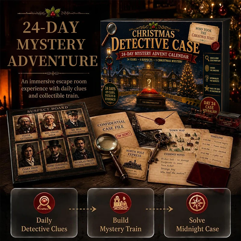 24-Day Mystery Adventure Advent Calendar Christmas Puzzle Game with 6 Themes Open A New Discovery Every Day Escape Room