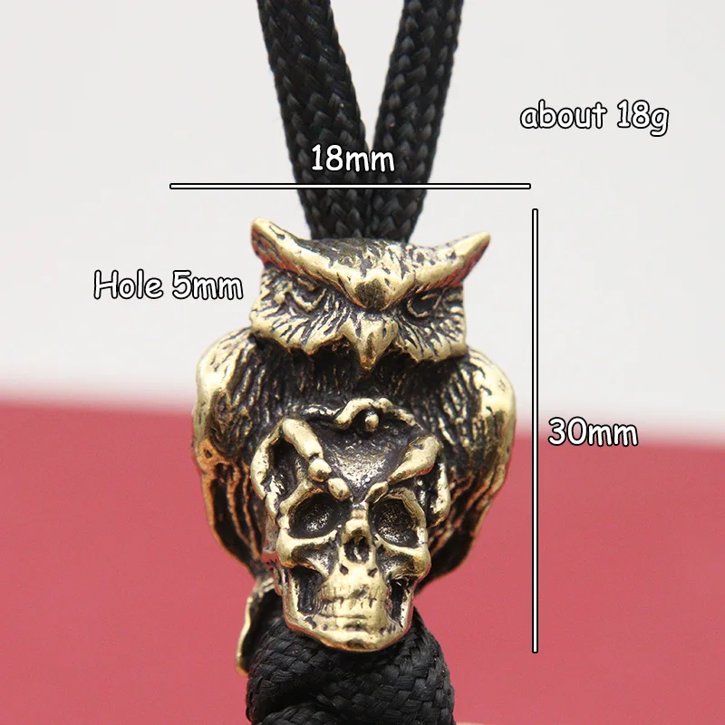 Animal Owl Brass Knife Bead EDC Outdoor DIY Paracord Woven Accessories Lanyard Keychain Pendant Umbrella Rope Flashlight Hanging