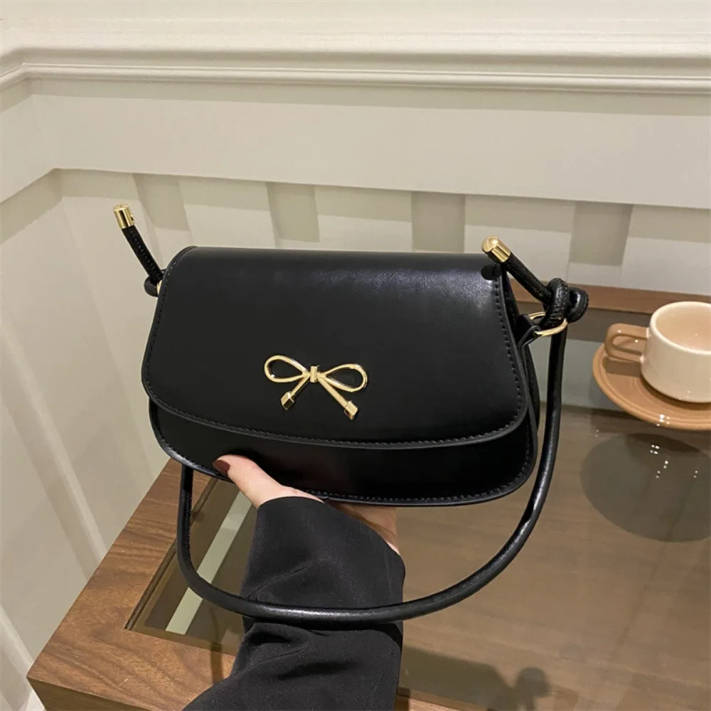 

Fashionable New Design Y2k Bow Shoulder Bags PU Leather Sweet Bowknot Armpit Bag Solid Color Luxury Women Handbag Girls