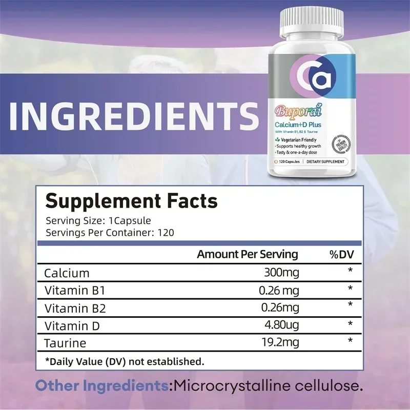 Calcium + Vitamin D - For Calcium Absorption, Dental and Joint Health,Enhances Immunity, Improved Heart & Blood Vessel Health