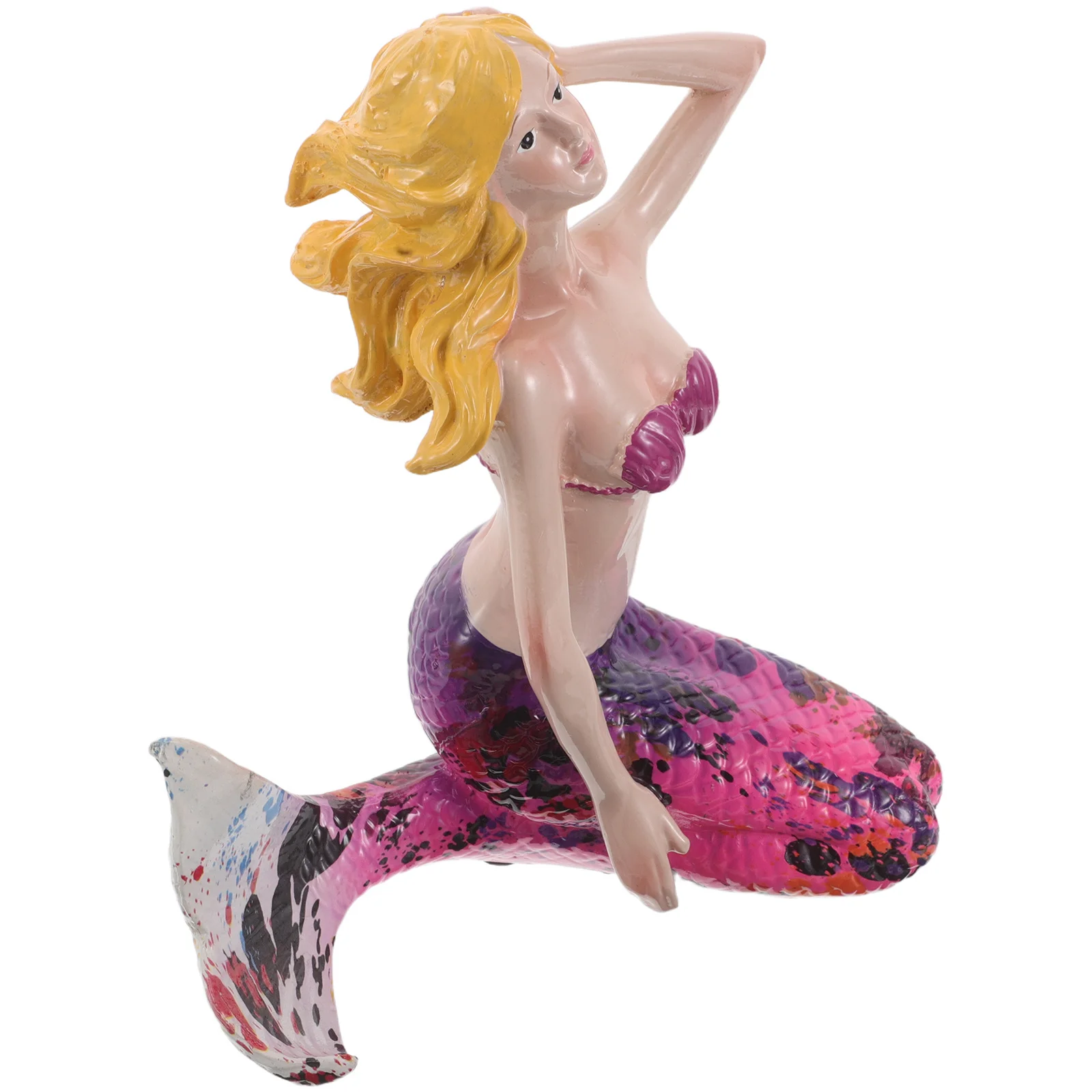 

Mermaid Statue for Home Decor Hand-Painted Resin Aquarium Centerpiece Yard Ornament Nautical Theme Garden Mermaid Decoration