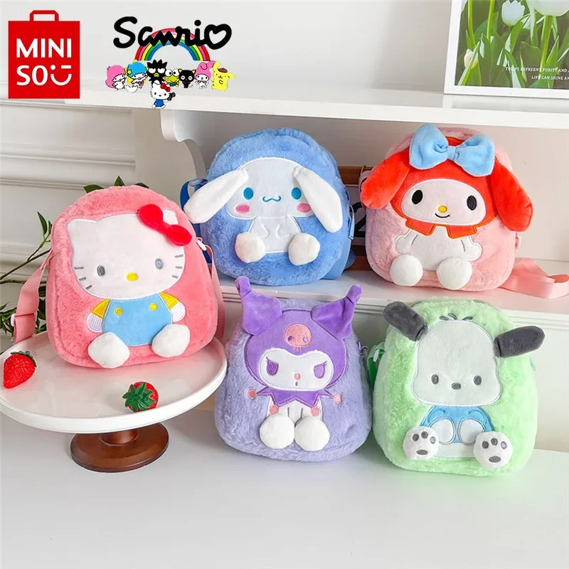 Sanrio-Bolso cruzado de felpa de alta calidad para niños y mujeres, minibolsa de almacenamiento versátil para teléfono móvil con dibujos animados, novedad de 2024