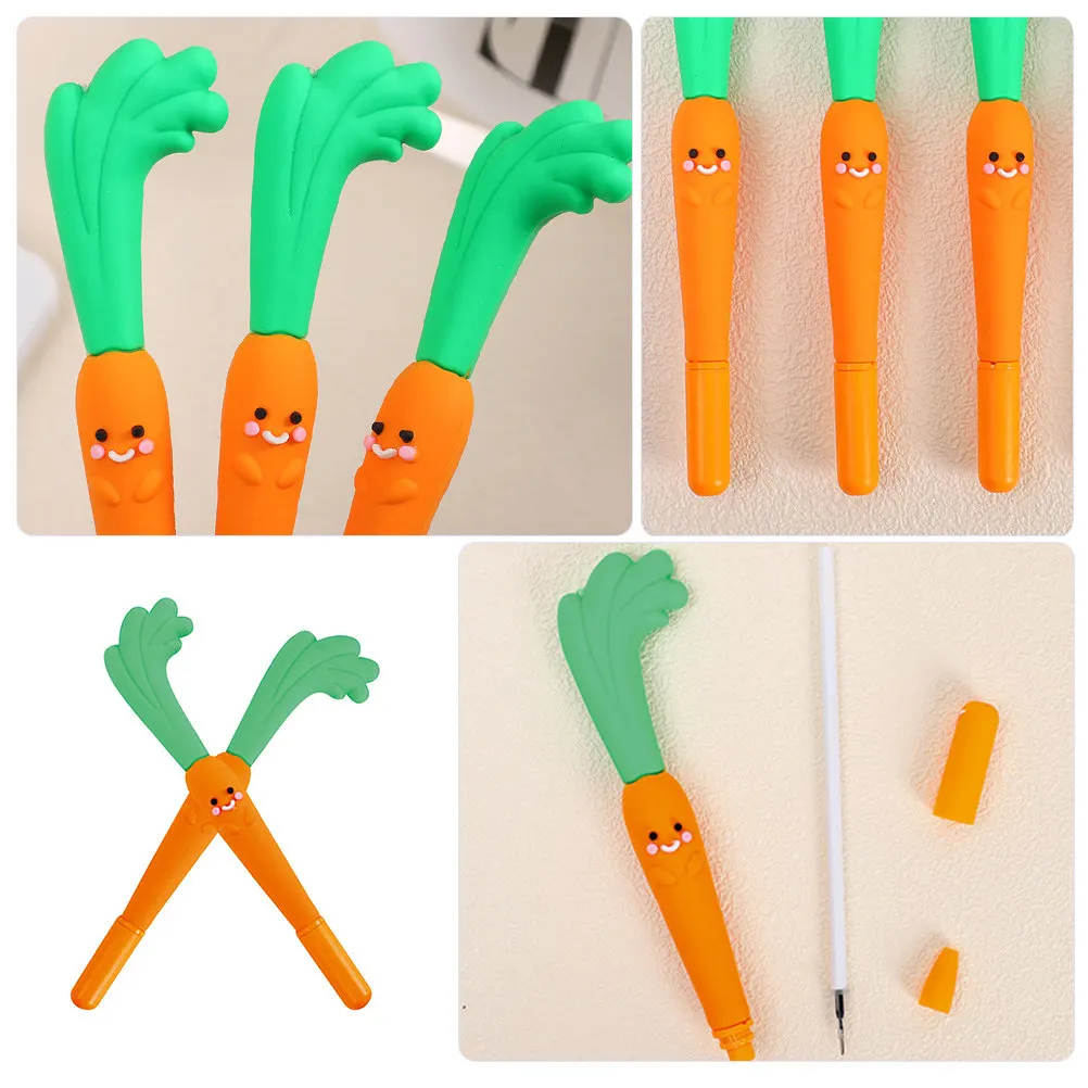 

2Pcs Carrot Gel Ink Pens Fine Workmanship Ergonomic Handle Smooth Writing Comfortable for Office School Student Note Taking