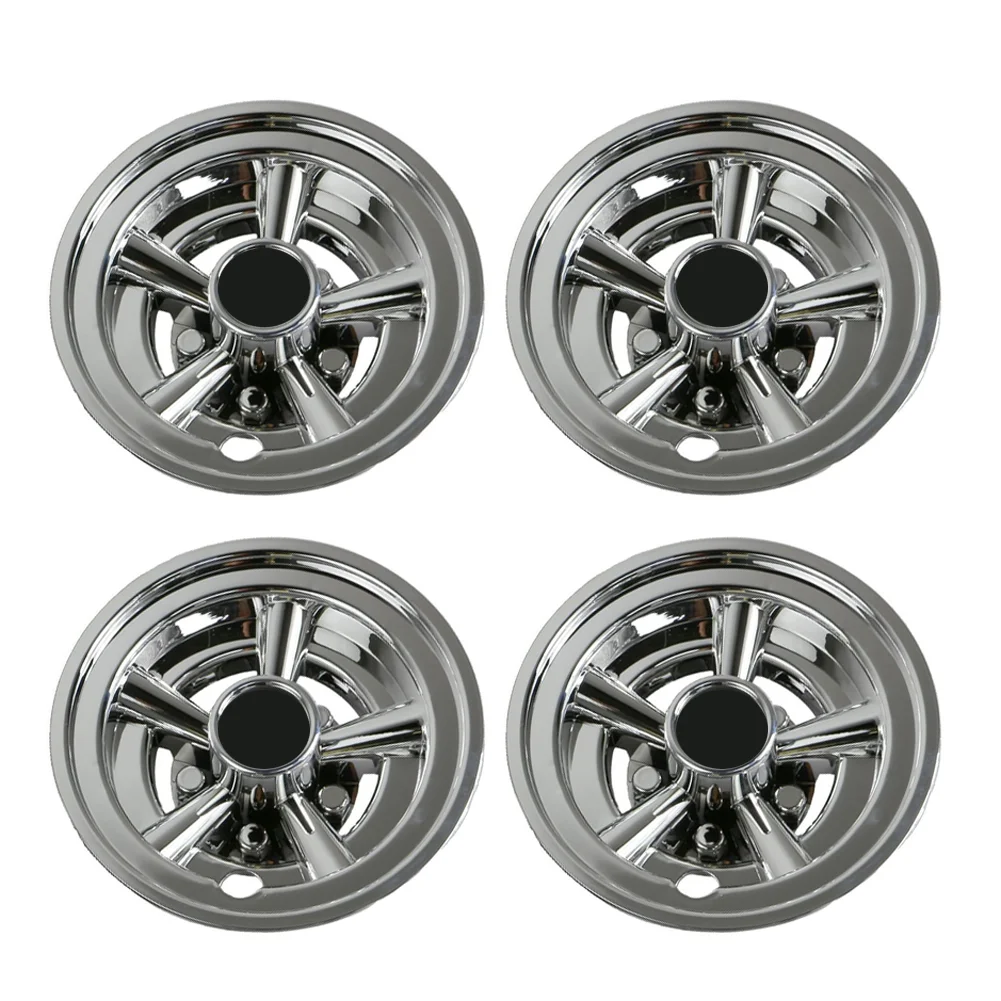 Chrome Plated Stainless Steel 8inch Wheel Covers for EZGO and Golf Cart with Robust ABS Material for Long Term Use Set of Four