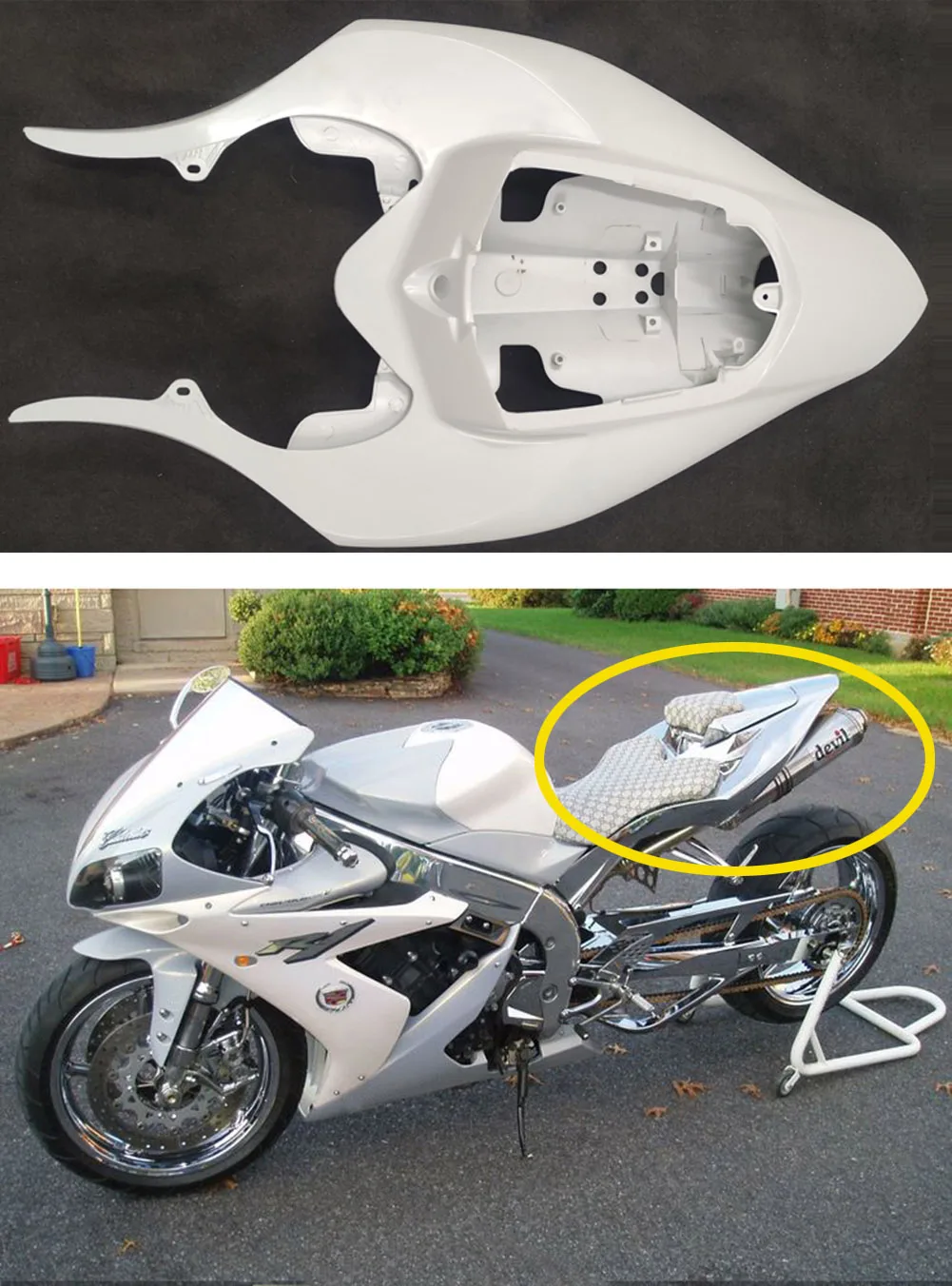 

New Unpainted White Tail Rear Fairing Injection Molded For Yamaha YZF-R1 2004-2006