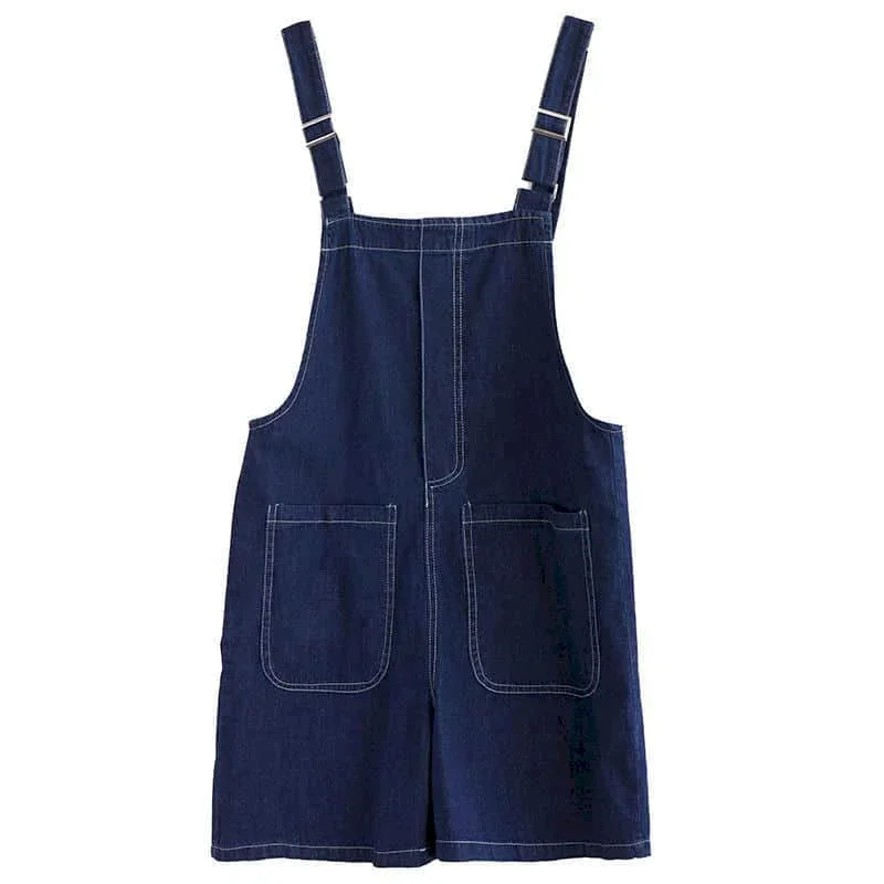 Kombinezony dla kobiet Denim Vintage Casual Koreańska moda Solidne kombinezony Luźne szorty z szerokimi nogawkami Jednoczęściowy strój Odzież damska