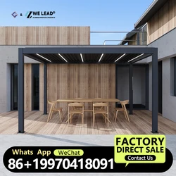 Pergola Electric rainproof garden louver aluminum pergola outdoor gazebo motorized sunshade backyard pergola with roller blinds