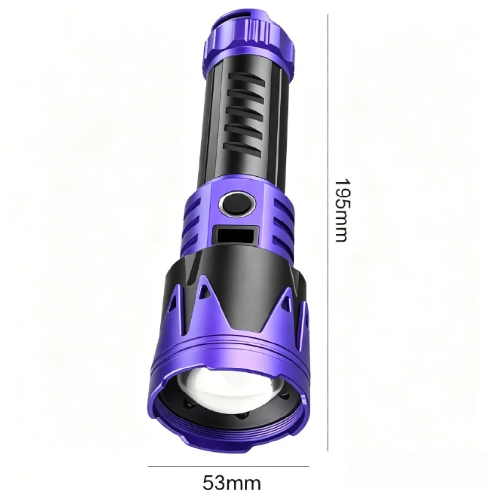 Zoom Retractable Focus Flashlight High Power White Light Torch with Digital Power Display for Outdoor Camping Emergency Lighting
