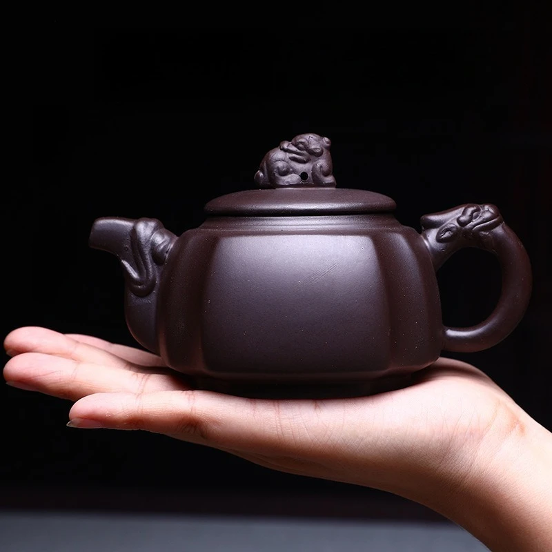 

Yixing Zisha Pot Sifang Longzun Pot Handmade Raw Ore Zisha Longzun Teapot Household Kung Fu Tea Set