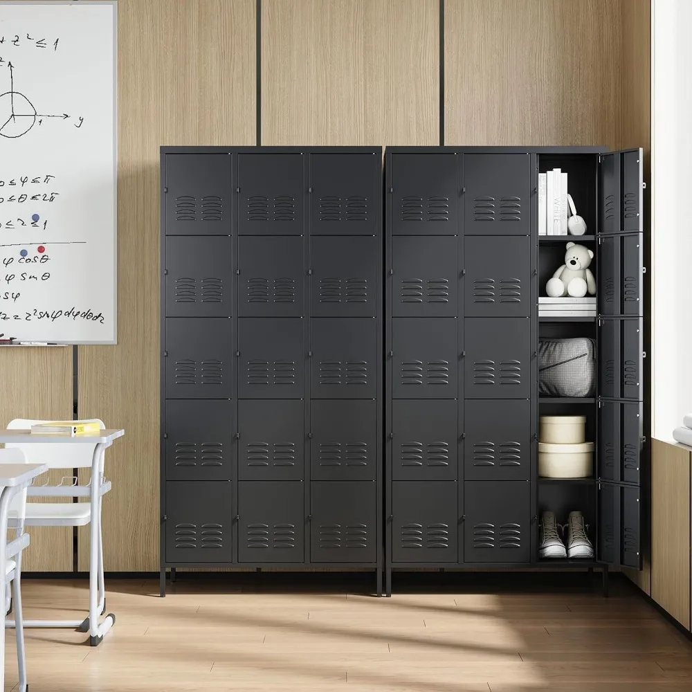 15 Door Metal, Steel Metal Storage Locker Lockable, Shelves School, Gym, Office, Staff