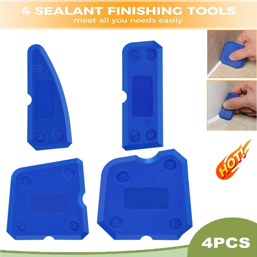4 Pcs Silicone Glass Cement Scraper Sealant Grout Remover Tool Silicone Caulking Tool Versatile Home Finishing Caulking Tools