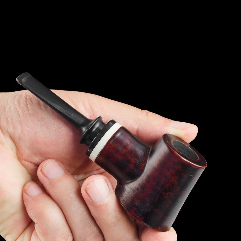 Traditional Old-fashioned Rosewood Hollow Large Chamber Pipe Without Filtering Portable Handmade Solid Wood Tobacco Pipe