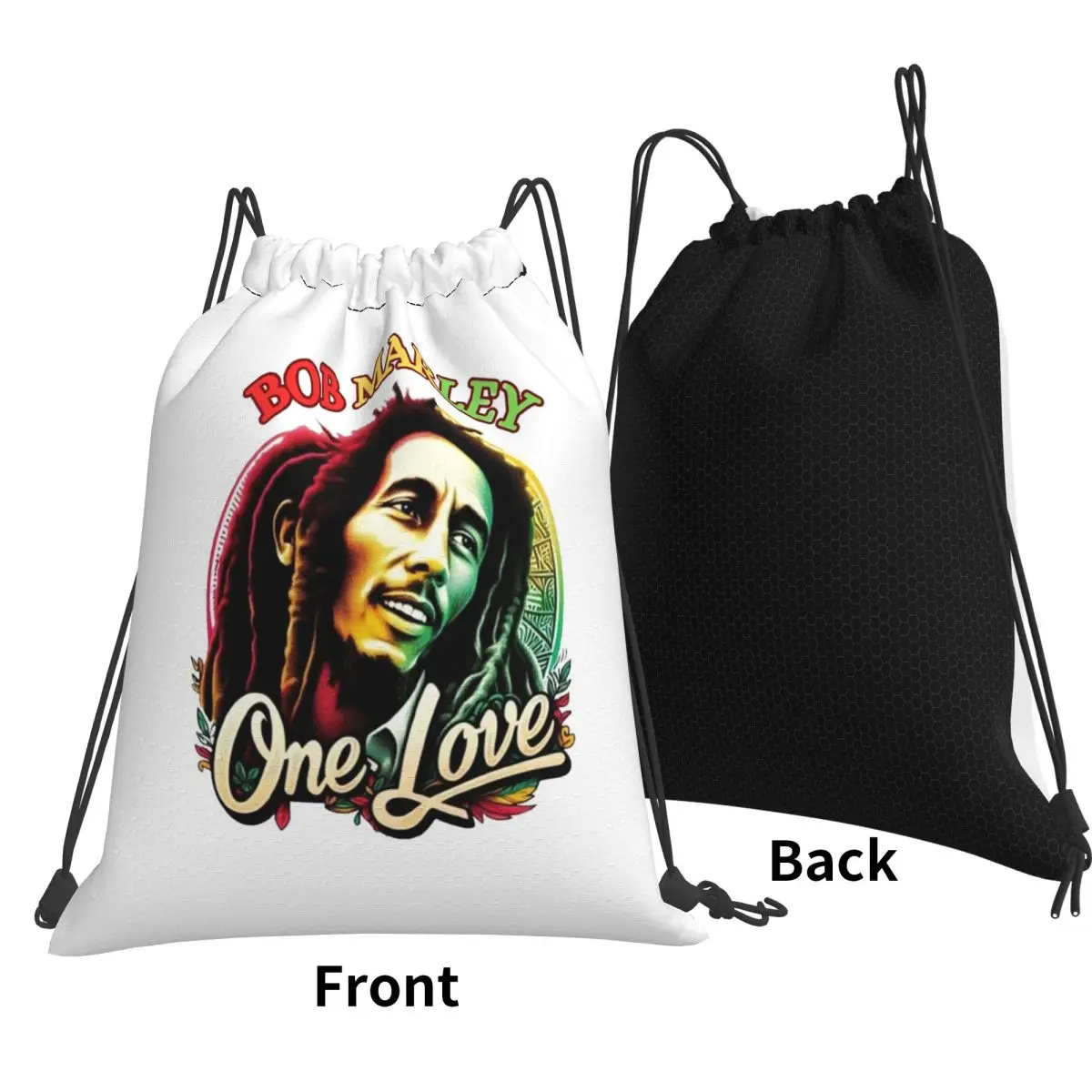 Jamaica Reggae Rock Bob Marley Backpacks Portable Drawstring Bags Sports Bag Book Bags for Travel School