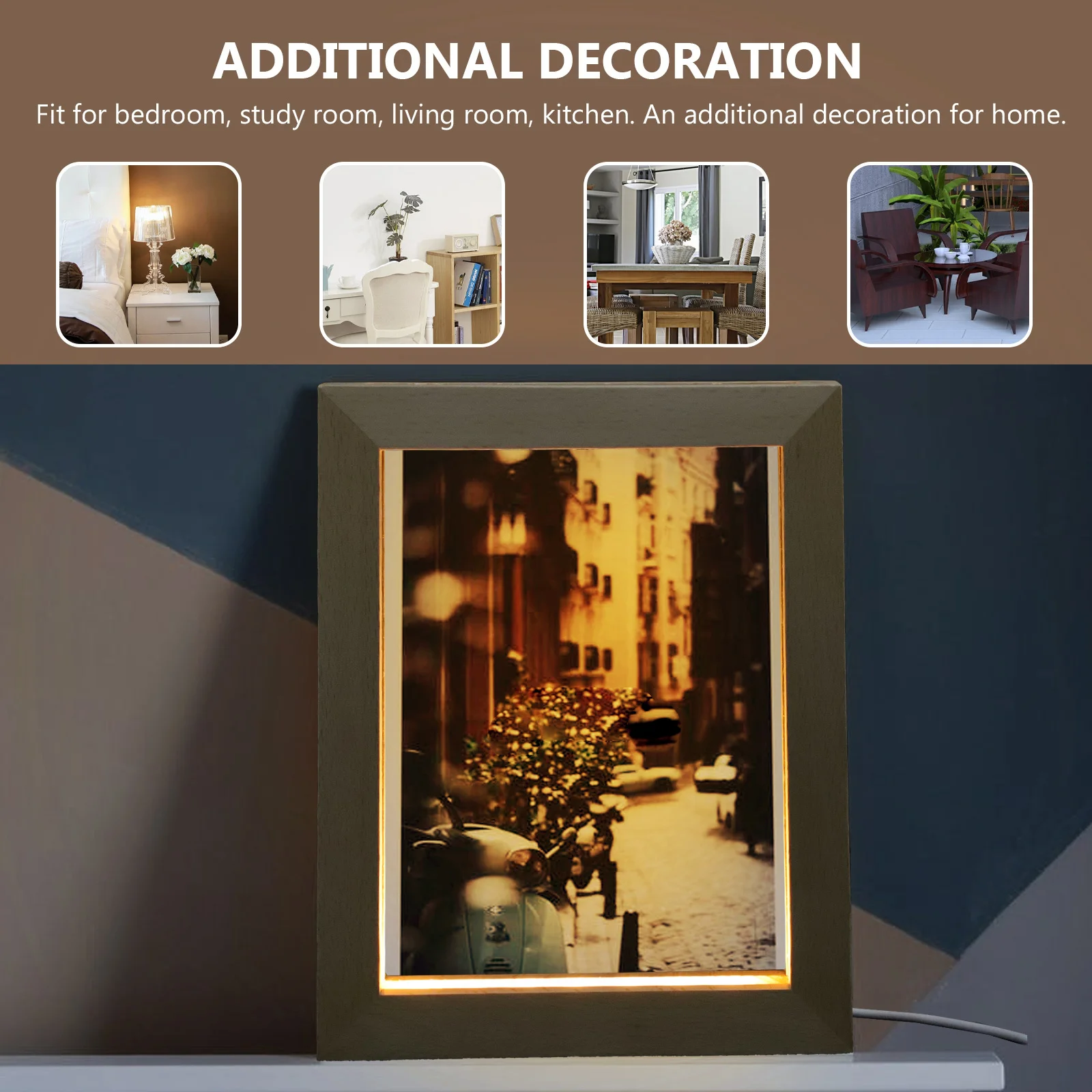 

LED Photo Frame Night Light Wood Marcos Para Fotos Que Alumbran up Picture Operated Decor Bedroom Study Living