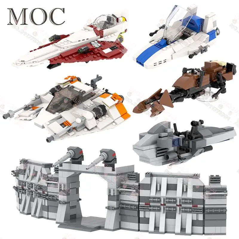 Interstellar Movie Series Flying Motorcycle Air Vehicles Building Blocks Military Base Defense Wall Model Assembly Toys For Kids