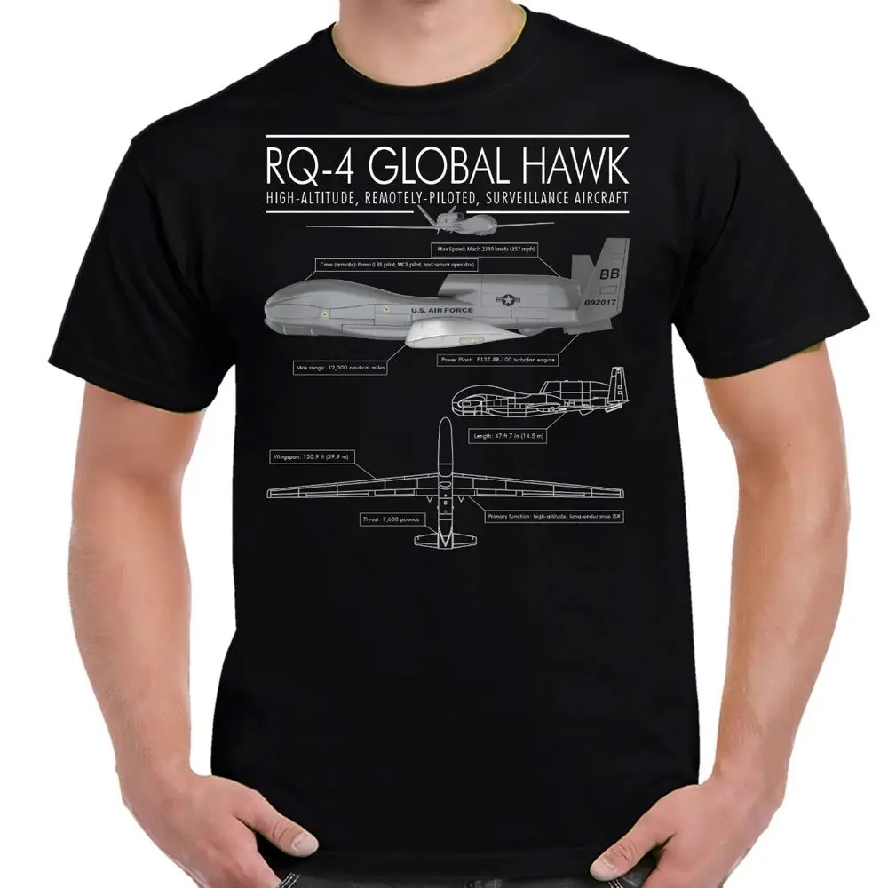 RQ-4 Global Hawk Schematic T-Shirt 100% Cotton O-Neck Short Sleeve Summer Casual Mens T-shirt Streetwear