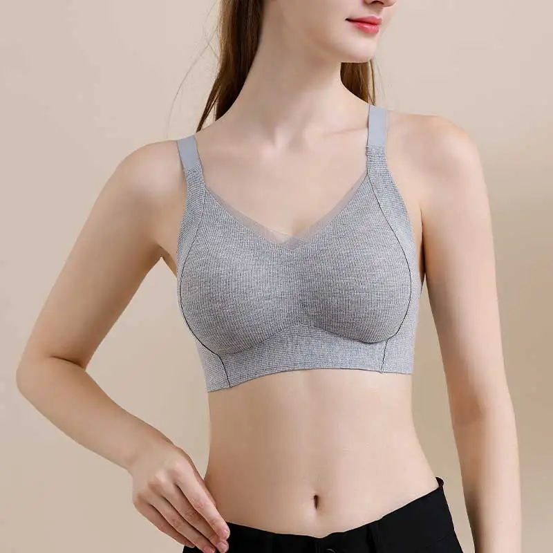 The New Seamless Bra For Women Small Breast Push-up Anti-sag Retraction Pair Lift Fixed Cup Large Breast Display Small Mesh Bra