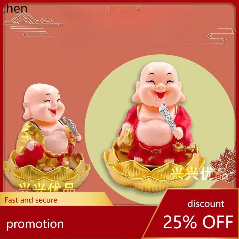 CZ Car Ornament Little Monk Nodding Head Zen Style for Living Room, Desk, Car Center Console, and Interior