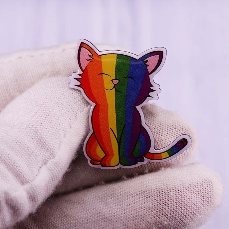 LGBTQ Rainbow Pride Kitty Enamel Pin Brooch