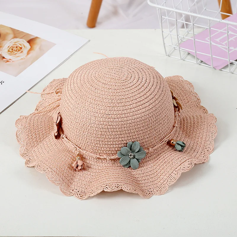 Sombrero transpirable de flores para bebé, sombrero de paja con bolso de mano, visera de Sol para niño y niña, protección UV, Panamá