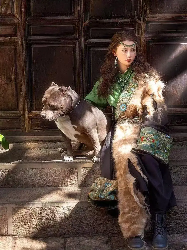 Ethnic Style Tibetan Robe Men Women Traditional Exotic Costume Niche Tourism Travel Photos Suit Halloween Prince Cosplay Costume - Image 3