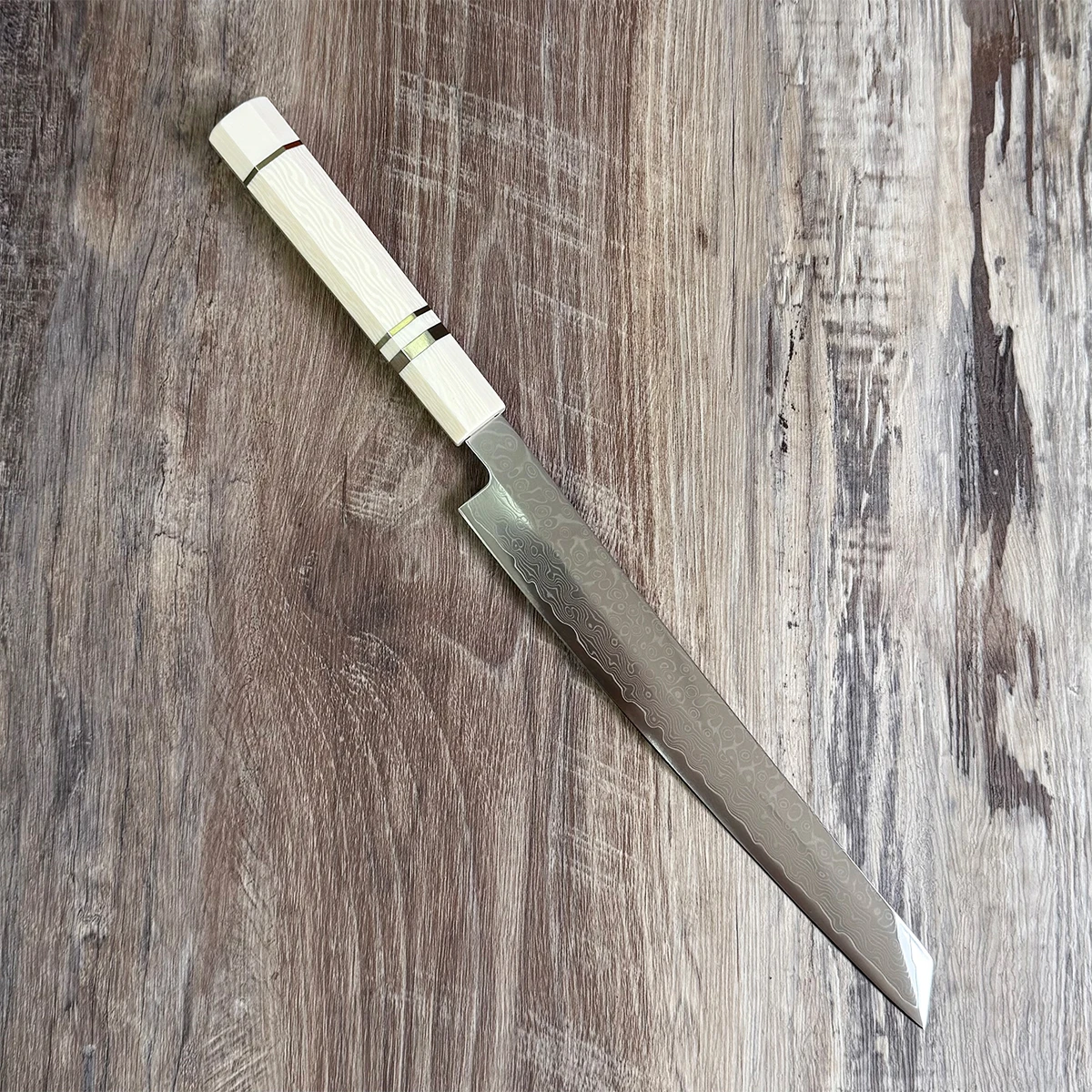 

Sashimi Knife Single-edged Blade Damascus VG10 Steel Chef Cleaver Slicing Sushi Ham Kiritsuke Kitchen Sharp Knife Resin Handle