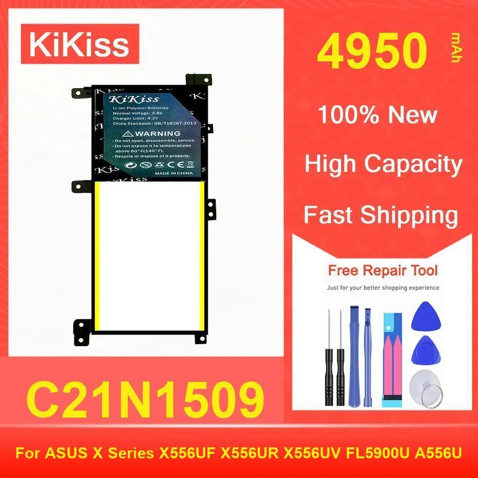 

Kikiss Battery 4950Mah C21N1509 For ASUS X Series X556UF X556UR X556UV FL5900U A556U