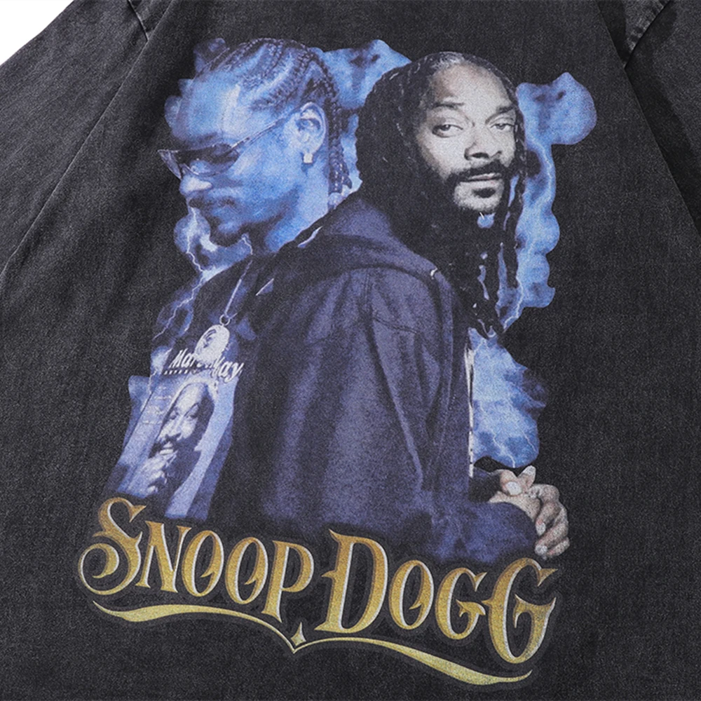 Frog drift Fashion Band Street Wear HIP HOP Portrait Printing Snoop Dogg Vintage Retro Loose T-shirt Tee tops