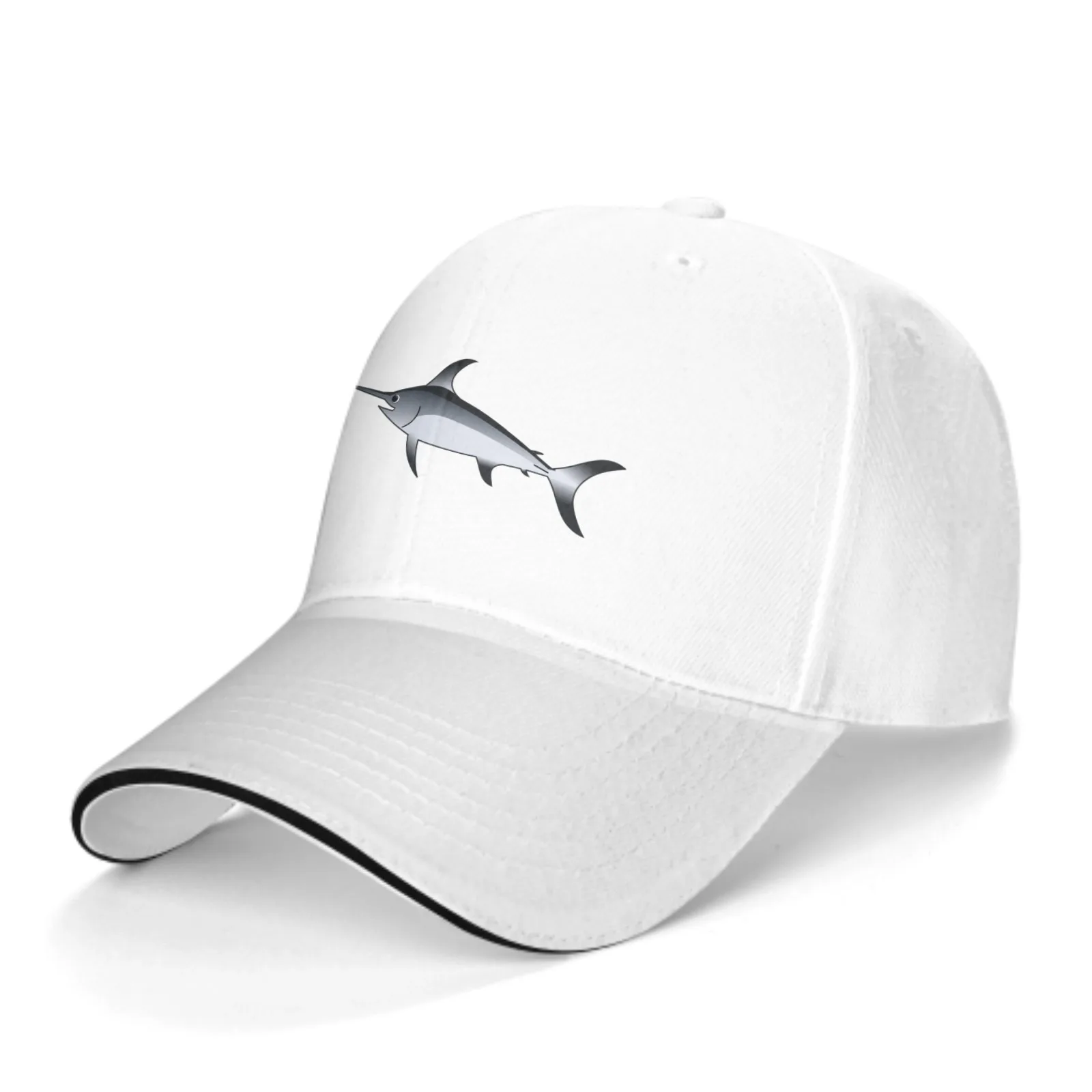 Adjustable Fashion Wild Caps Swordfish Print Washed Sandwich Caps Sports Outdoor Baseball Hat