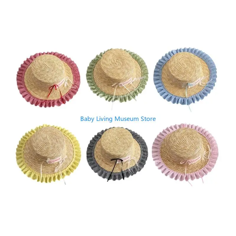

P31C Childrens' Farmhouse Bucket Hat Gingham Pattern Beach Hat for Sunny