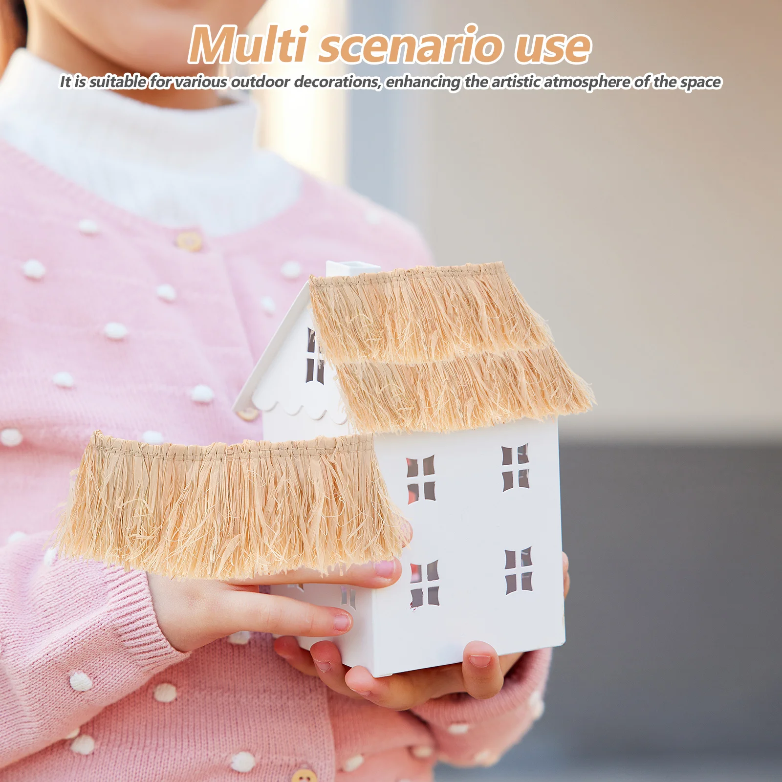 

3pcs Artificial Thatch Roll Realistic Faux Straw Roofing For House Miniature Roof Decoration Synthetic Grass Thatch Crafts