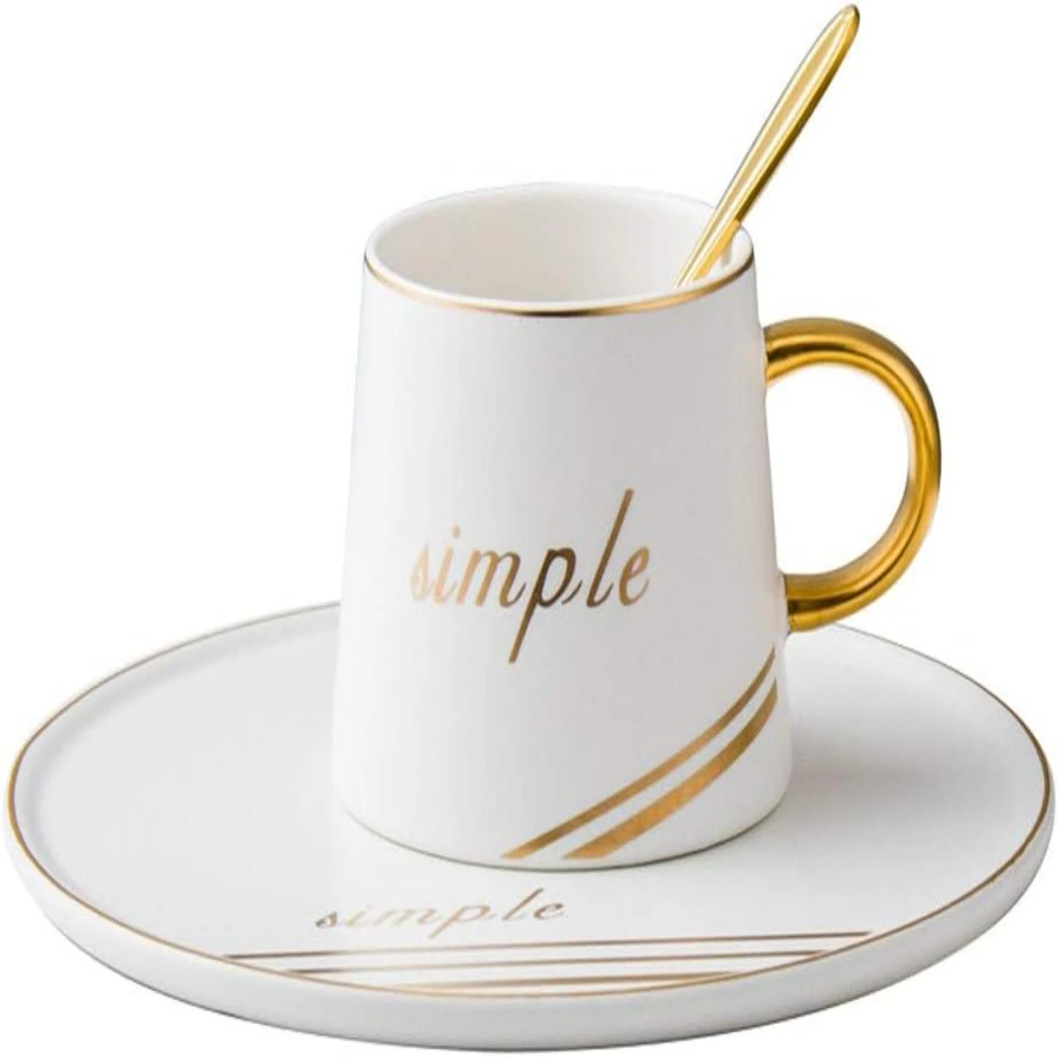 

Smooth and Elegant Espresso Cup Set, Unbreakable 8.45Oz/250Ml Latte Cups, Stylish Porcelain Party Tea Cups, Trophy Coffee Mug wi