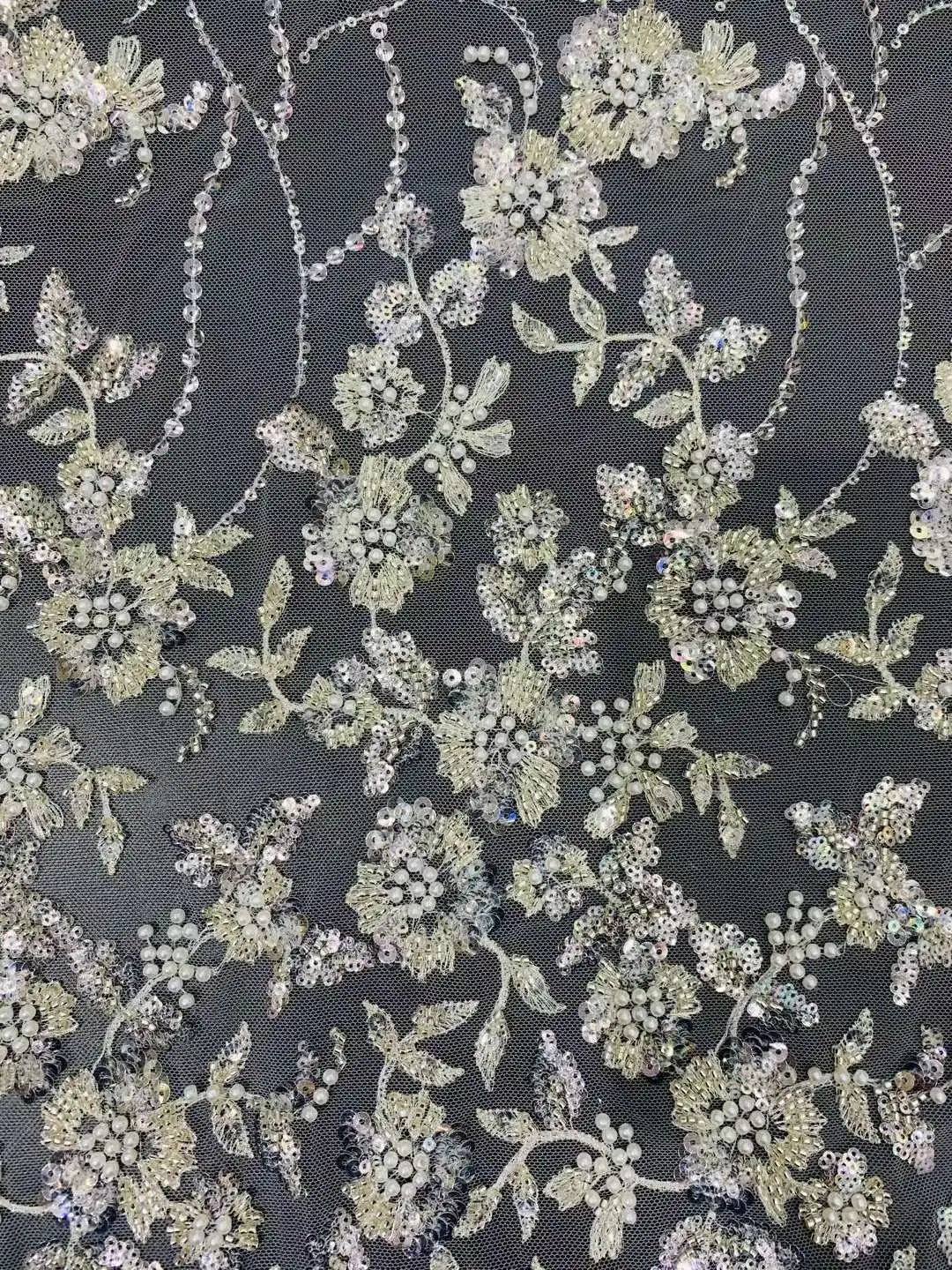 High quality beaded design crystal sequin Embroidery French tulle net lace African fabric for Ladies party dresses weddings