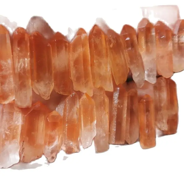 Lemurian Quartz crystal pink drilled for stringing 1-1 1/2 inch 12 piece lot