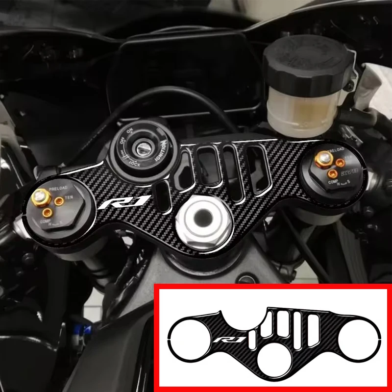 

R1M Motorcycle Carbon-look Top Triple Clamp Yoke Sticker For YZF R1 R1M 2015-2024