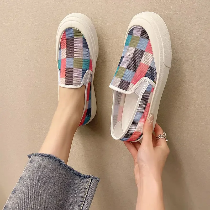 Slip-on-Mesh, atmungsaktiv, hohe Plateau-Loafer, niedliche Kawaii-Damenschuhe, Damenschuhe, Mode, 2024, Angebot, Sale, urban, original, neu