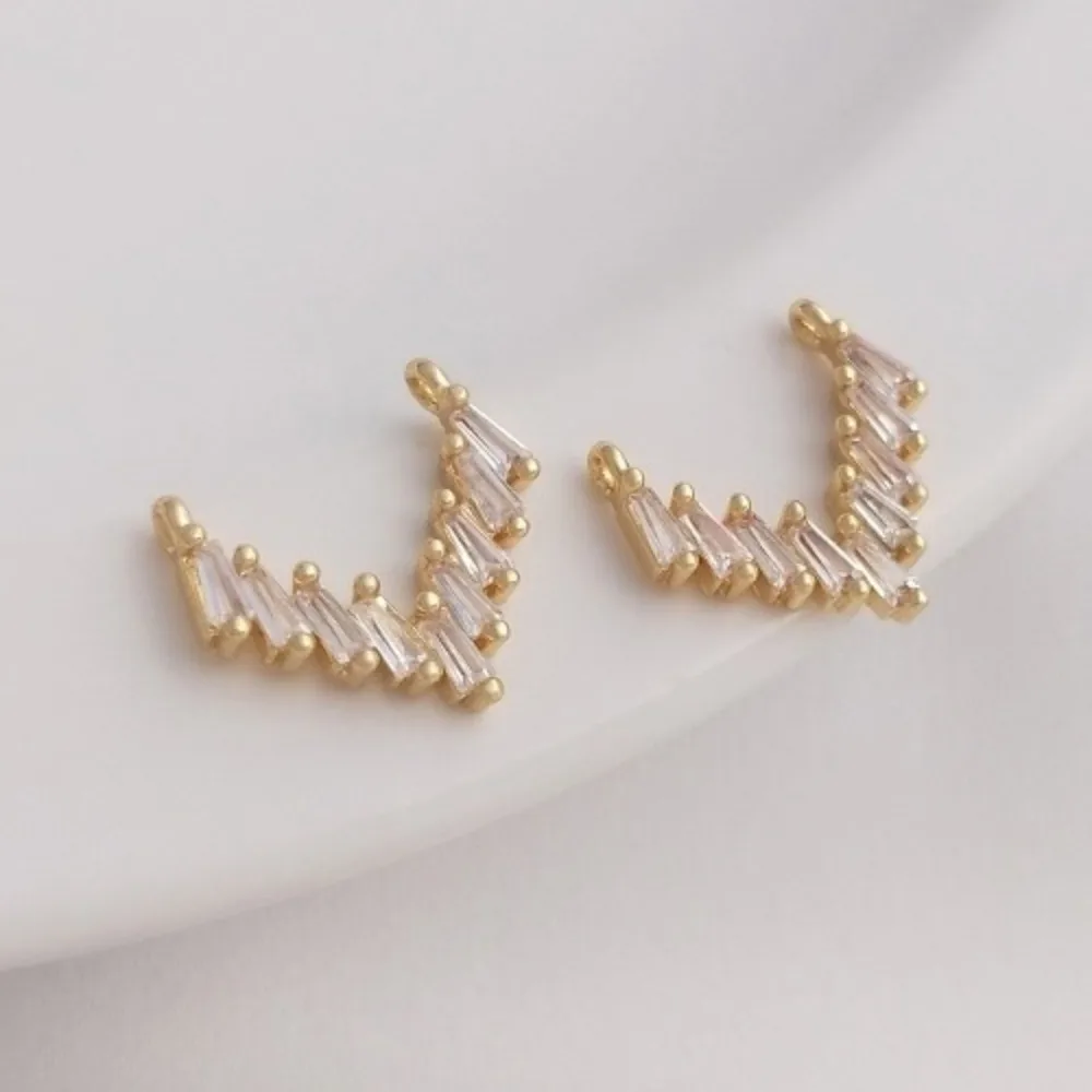 

1Pcs Copper Charms 14K Gold ColorT Square Zirconium V Pendant Double Hanging Accessories Handmade DIY Clavicle Chain Earrings