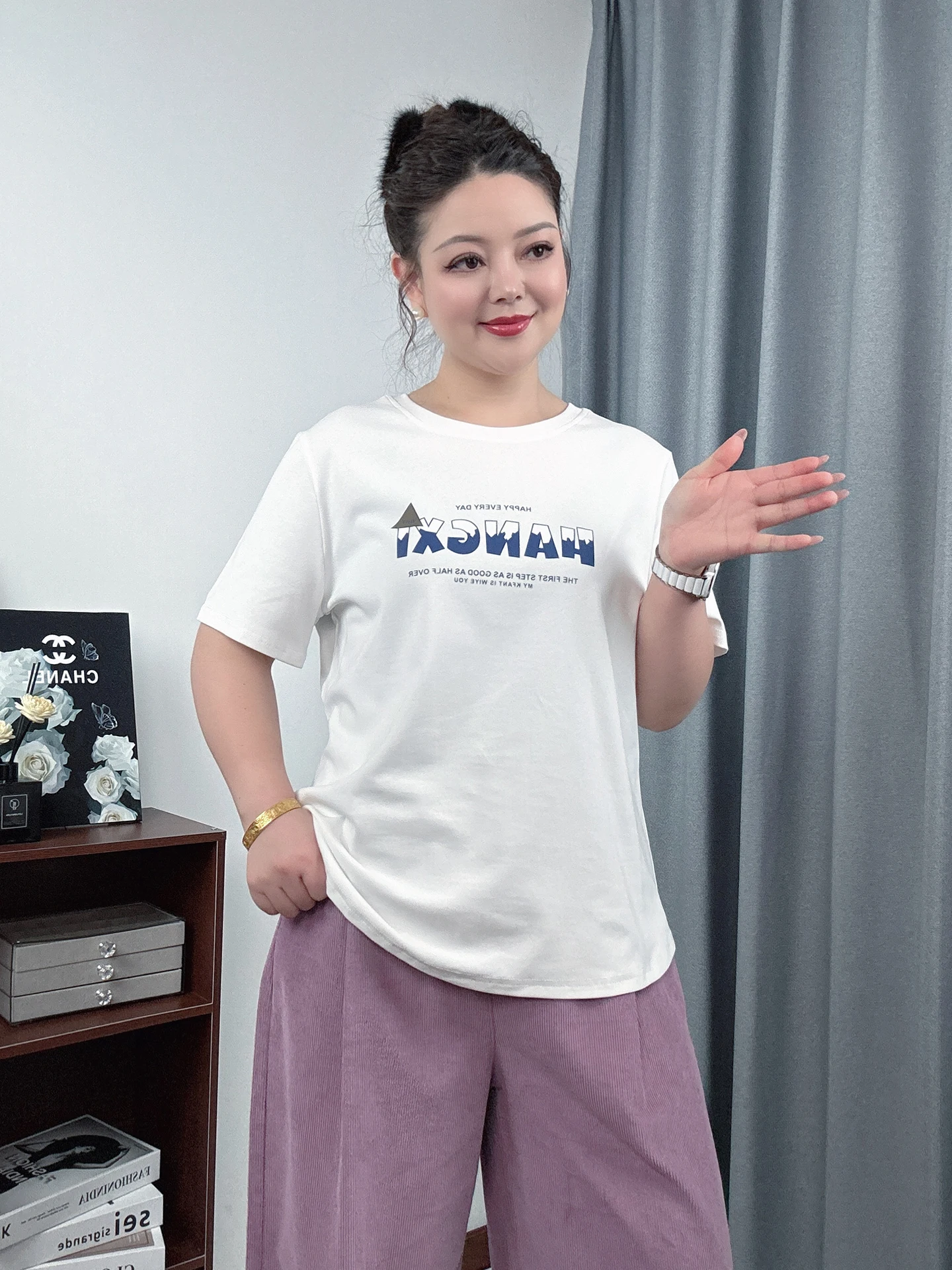 

plus Size Women's T-Shirt Letter Print Short Sleeve Summer Fashion Casual Style Slimming Belly Cover Cool Feeling Top