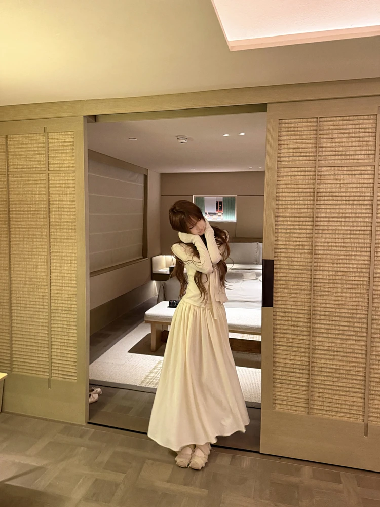 

Женская плиссированная юбка миди из смесовой шерсти с высокой талией, осенне-зимняя, из трикотажной ткани, для повседневной носки, путешествий, офиса, свиданий