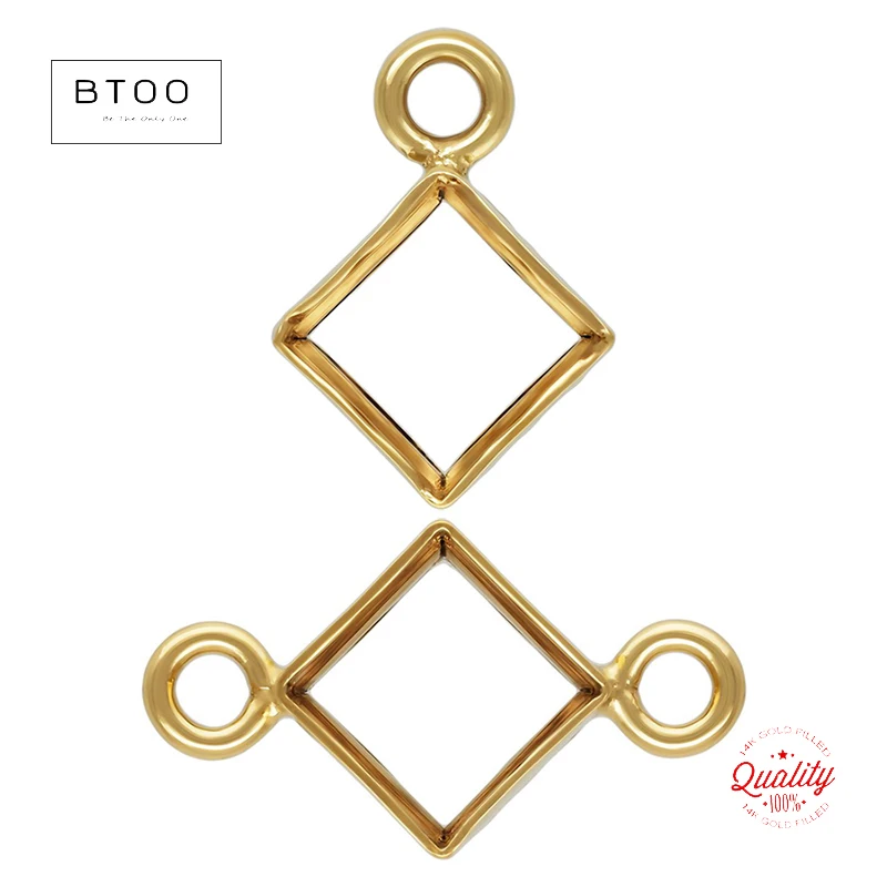 14K Gold Filled Bezel Connectors, Gold Filled Stone Setting Charm, Square Bezel Setting, Bezel Setting Charm, Fit 3/4/5mm Stone