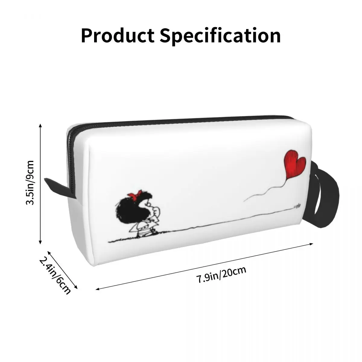 Custom Mafalda Balloon Heart Makeup Bag Women Travel Cosmetic Organizer Fashion Quino Manga Cartoon Storage Toiletry Bags