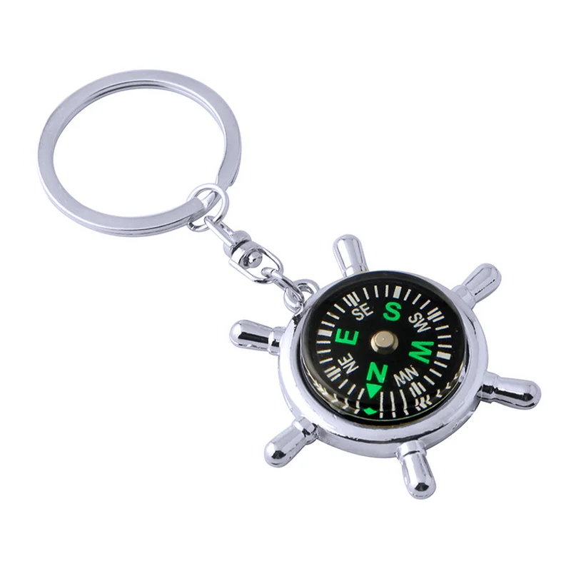 Compass High Quality Keychain Wholesale Rudder Compass Creative Car Keychain Outdoor Gadget Outdoor Compass Camping