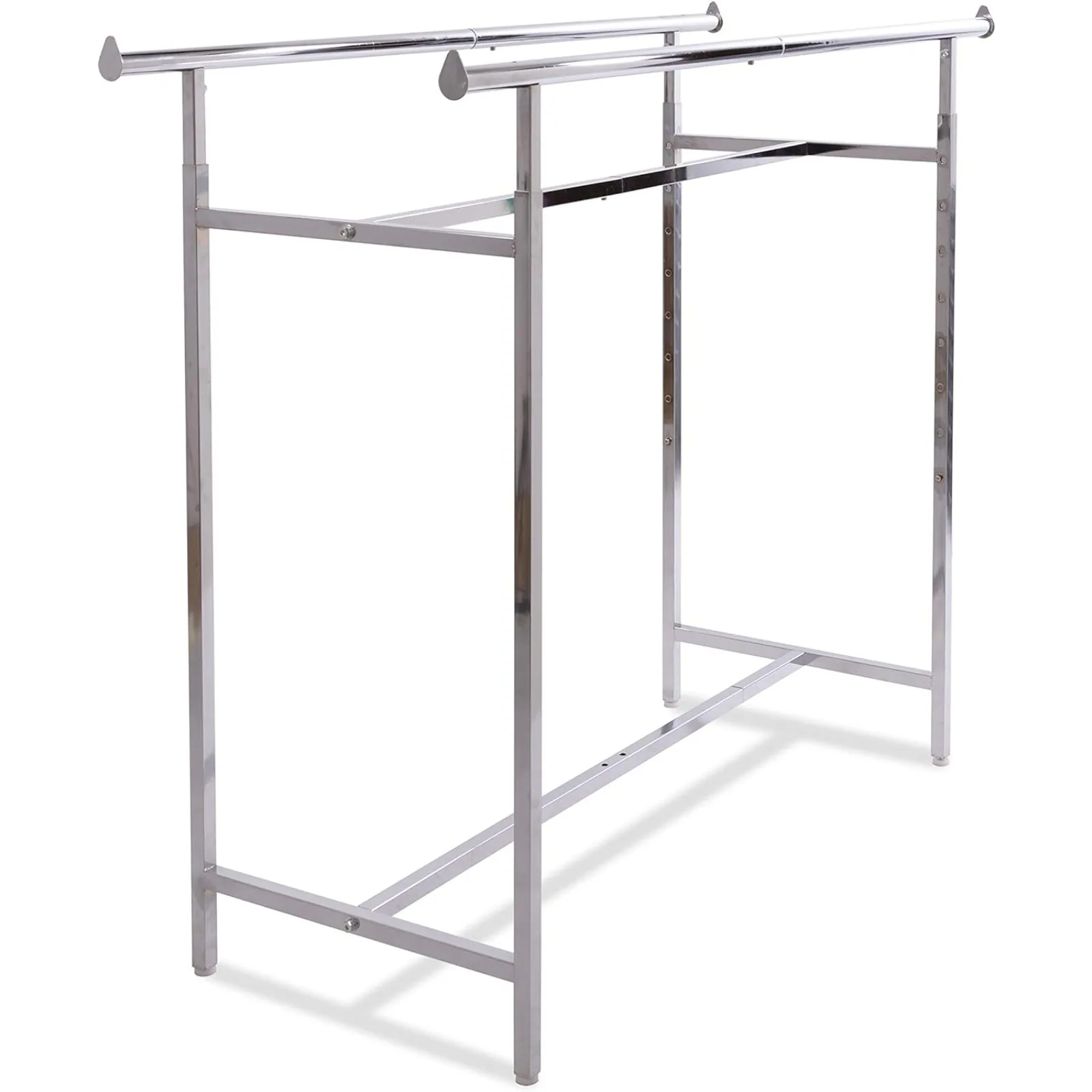 US Adjustable Double Bar Rectangular Hangrail Rack in Chrome