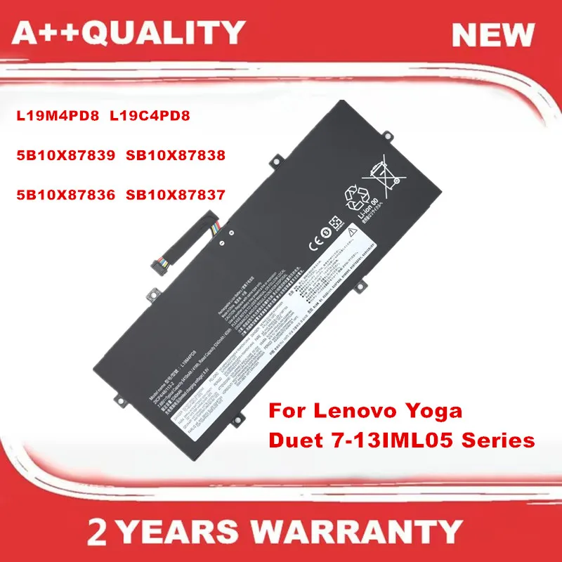 L19M4PD8 Laptop Battery For Lenovo Yoga  Duet 7-13IML05 Series   L19C4PD8  5B10X87839  SB10X87838  5B10X87836  SB10X87837