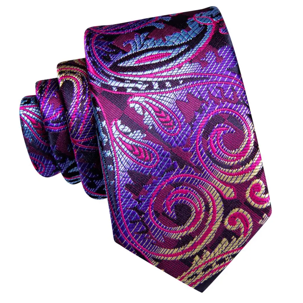 Hi-Tie Boy Silk Tie For Children Purple Paisley Child Necktie 120CM Long 6CM Wide Luxury Designer Handky Fashion Student Tie