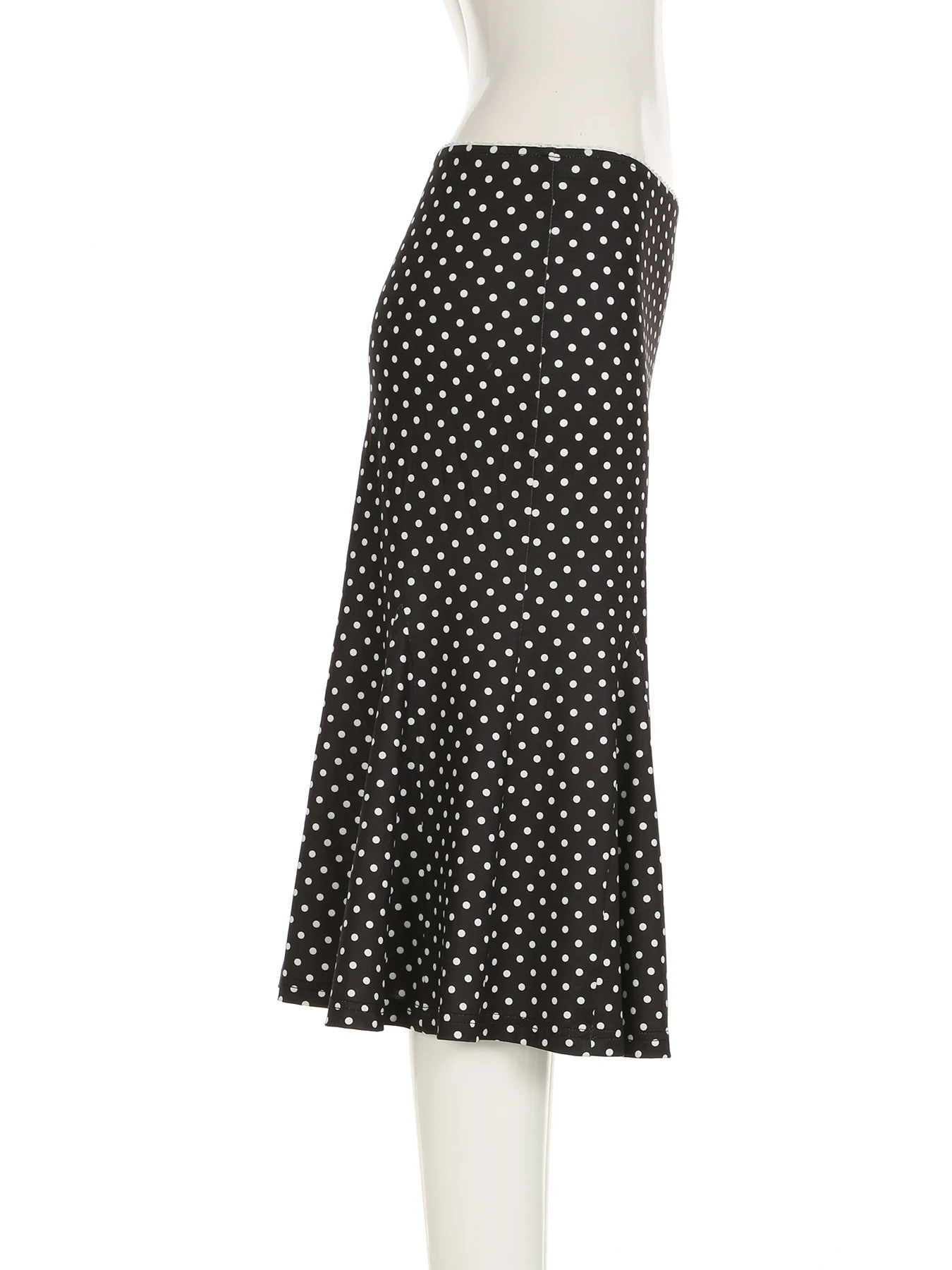 IAMSURE Casual Dot Printed Trumpet Skirts Basic Slim Low-Waisted Midi Skirts Women 2025 Spring Summer Fashion Streetwear Ladies