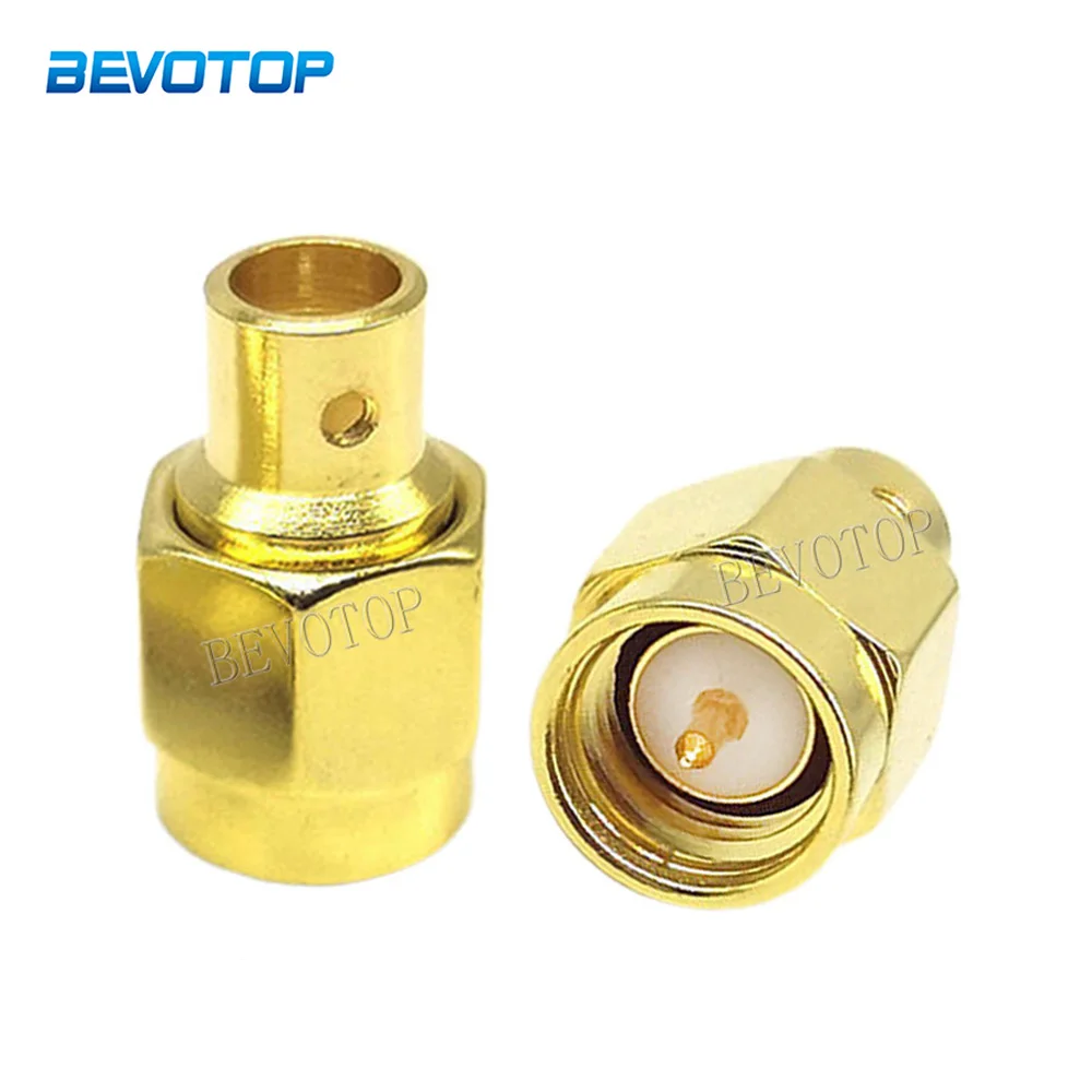 10Pcs/Lot RP-SMA / SMA Male Plug Center Solder Connector for RG-402 RG141 RF Coaxial 50-3 Pigtail Cable