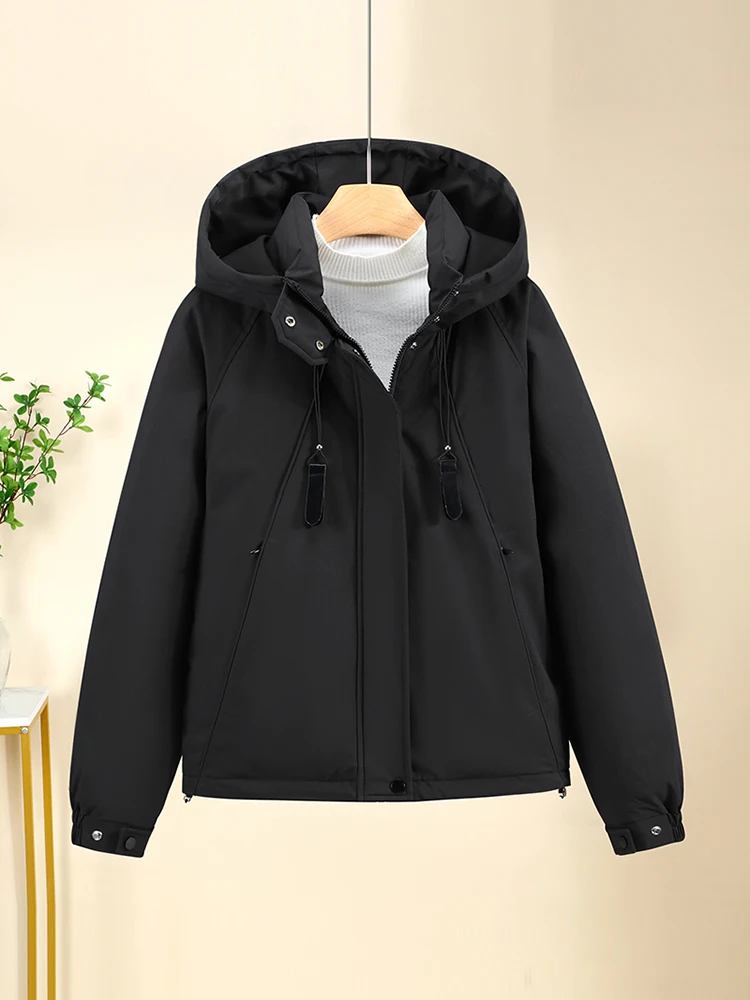 Chaqueta acolchada con capucha para mujer, abrigos informales de estilo coreano con bolsillos y cremallera, ropa acolchada de algodón gruesa y cálida de manga larga para invierno