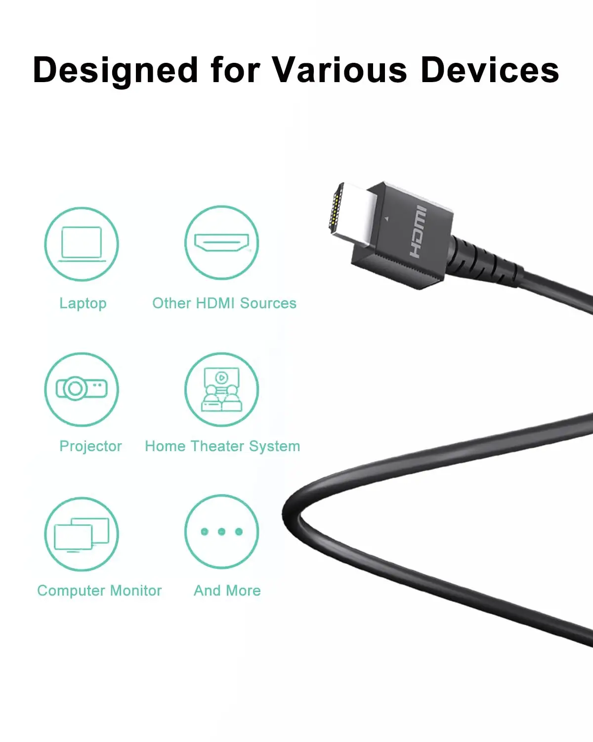 قم بتبديل كابل HDMI WUP-008 لسلك تلفزيون وحدة التحكم 1.5 متر