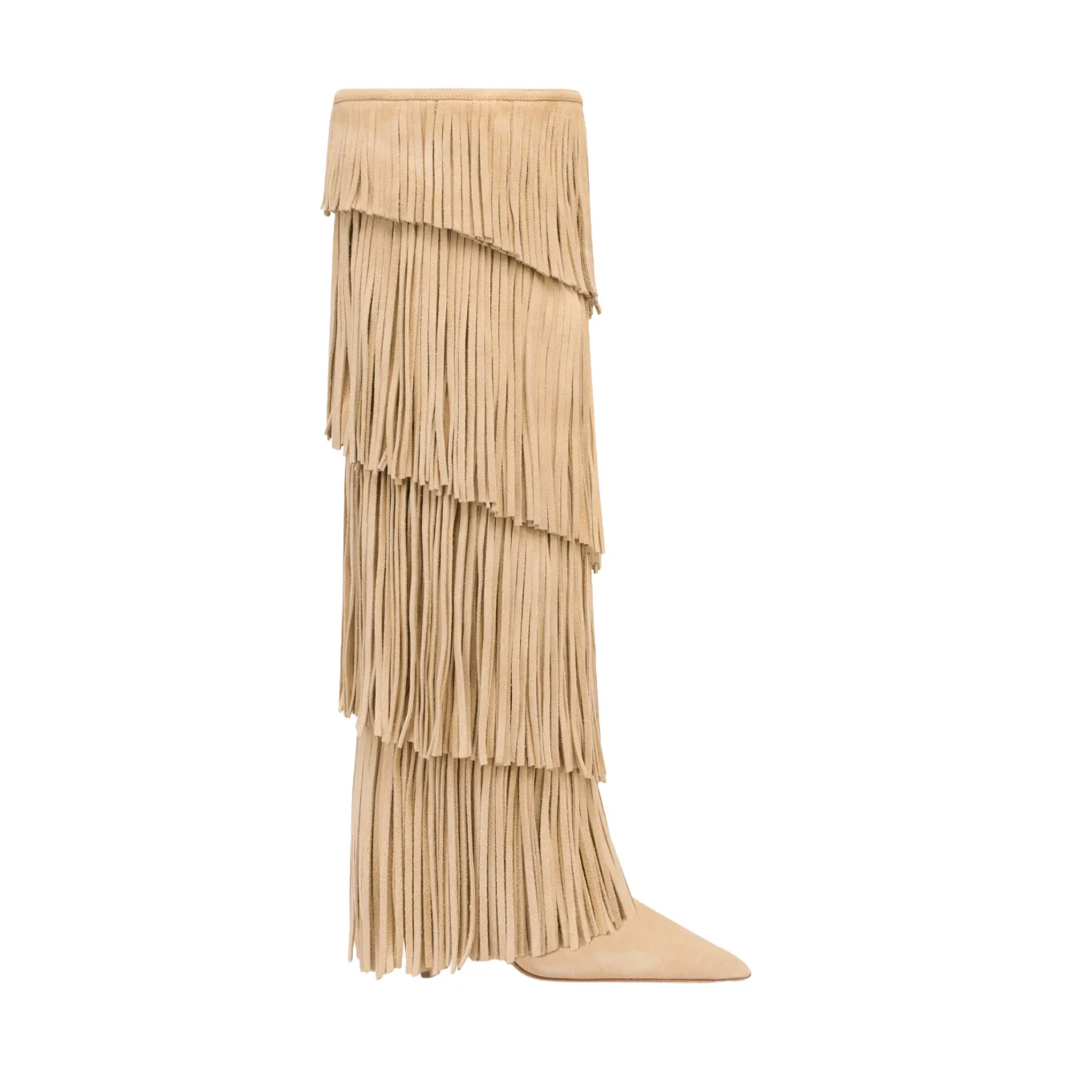 

Women's Fringe Knee High Boots Stiletto Heel Pointed Toe Western Inspired Elegant Boho Perfect Festivals Parties